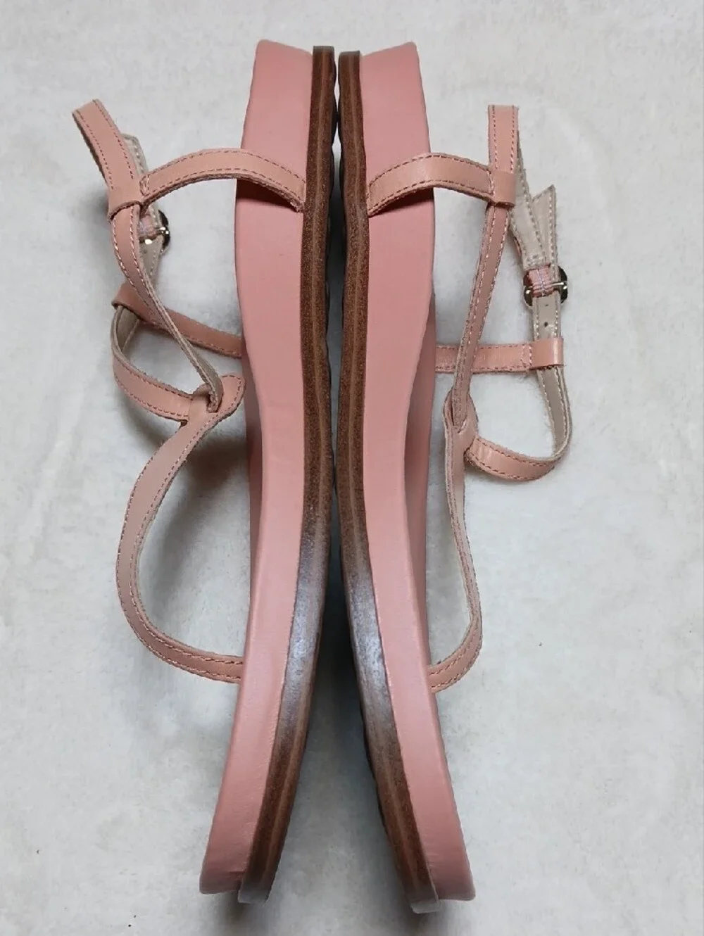 Sam Edelman Naomi Blush Pink T-Strap Leather Sandals Size 9